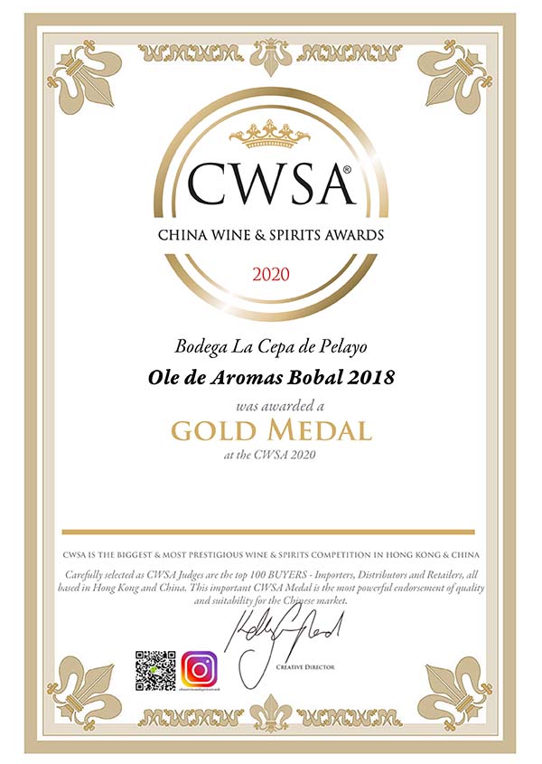 2 medallas para La Cepa de Pelayo en China Wine Spirit Awards 2020