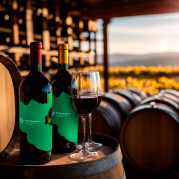 Botellas de vino denominación de origen manchuela